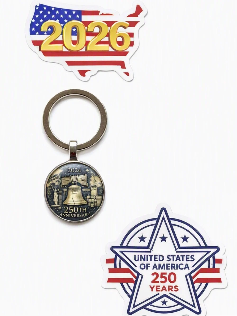 America 250 Anniversary Liberty Bell Keychain Gift Set Silver Tone New
